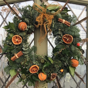 Buy faux or fresh Christmas wreaths at  at Rowan Garden Centre